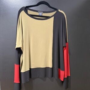 Eva Varro Cream and Black Oversized Long Sleeve Blouse